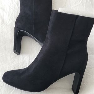 Square Toe Suede Heeled Boot
